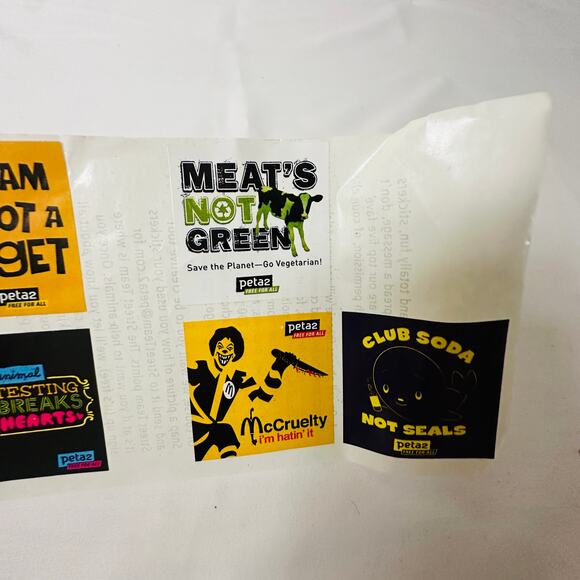 Vintage Y2k PETA Peta2 (Youth-Based) Animal Rights Campaign Sticker Sheet - Picture 3 of 4